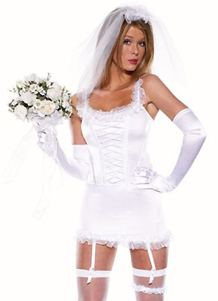 Six Piece Sexy Blushing Bride Costume